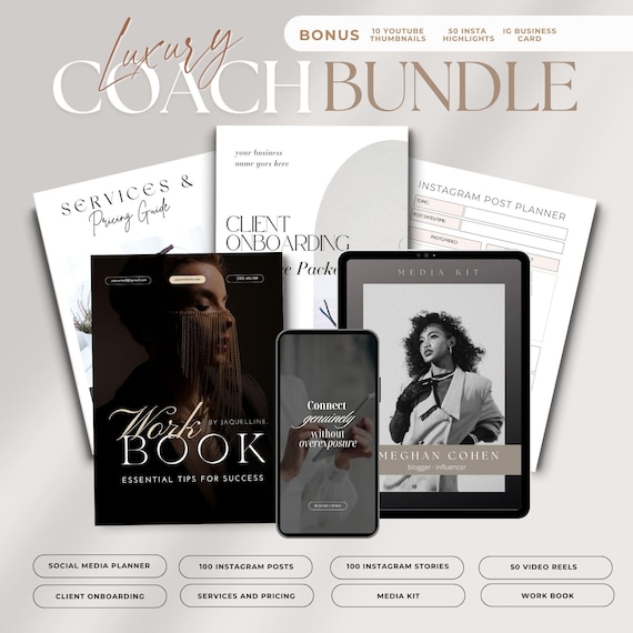 Coaching Bundle Template | Coaching Business Template | Editable Workbook | Client Onboarding | Instagram Posts | Media Kit