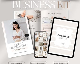 Puede incluir: Un kit de negocios de marketing digital con más de 270 plantillas. El kit incluye un paquete de bienvenida para la incorporación de clientes, 50 publicaciones de Instagram, un plan de negocios, un planificador de negocios, plantillas de servicios y precios, y una tarjeta de visita de Instagram de bonificación.