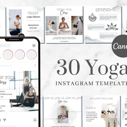 30 Yoga Instagram Templates for Canva Social Media Templates Etsy 30 Yoga Instagram Templates for Canva Social Media Templates Etsy