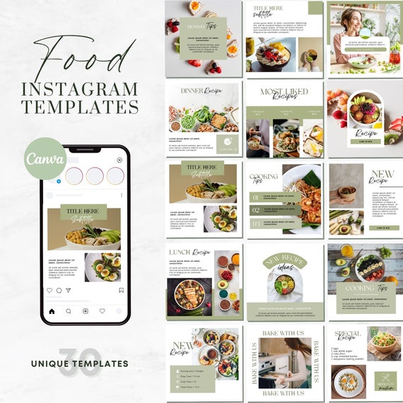 Food Instagram Template | Dietician Instagram Posts | Food Blogger Canva Template | Instagram Templates