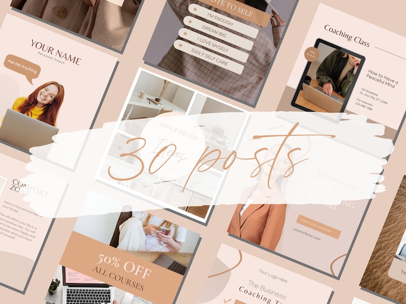 60 Coaching Instagram Templates for Canva | 30 Posts and 30 Stories ...