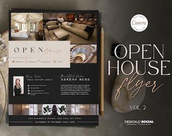 Luxury Open House Flyer Template | Canva Template | Real Estate Template | Just Listed | Open House Invitation