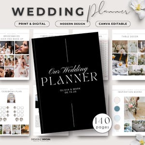 Planificador de bodas imprimible / Libro de planificación de bodas / Itinerario de boda / Plantilla de Canva / Imprimible