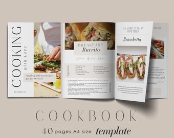 Cookbook Template | Recipe Book Template | Canva Templates | Cook Book Template | Recipe Template