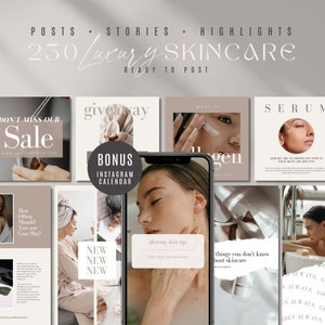 230 Instagram Templates for Skincare | Esthetician Instagram Templates | Esthetician Story Covers | Beauty Highlights | Canva Editable