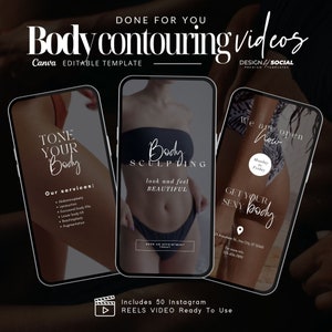 Vol 1 - Body Contouring Video Reels | Instagram Reels For Body Sculpting | Esthetician Social Media Videos | Canva Template
