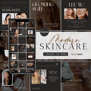 30 Skincare Instagram Post Templates | Social Media Template for Skincare | Canva Templates | Esthetician Instagram | Spa Instagram