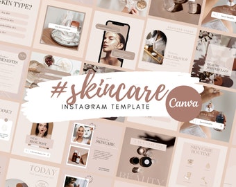 30 Skincare Instagram Post Templates | Social Media Template for Skincare | Cosmetic, Make Up, Spa, Beauty IG Template