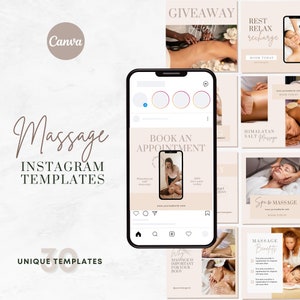 Instagram Template for Massage Therapist | Massage Salon Instagram Template | Spa Canva Template