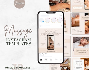 Instagram Template for Massage Therapist | Massage Salon Instagram Template | Spa Canva Template