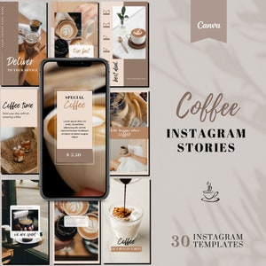 30 Coffee Instagram Story Templates | Coffee Shop Templates | Café Social Media