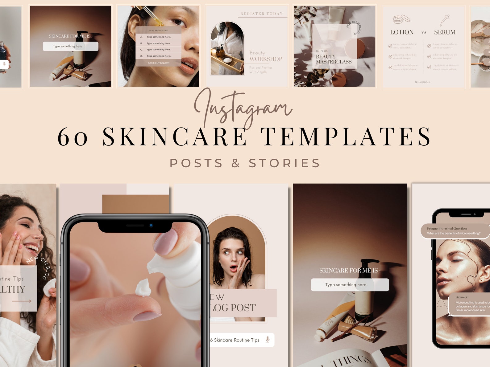 60 Skincare Instagram Templates Skincare Social Media | Etsy