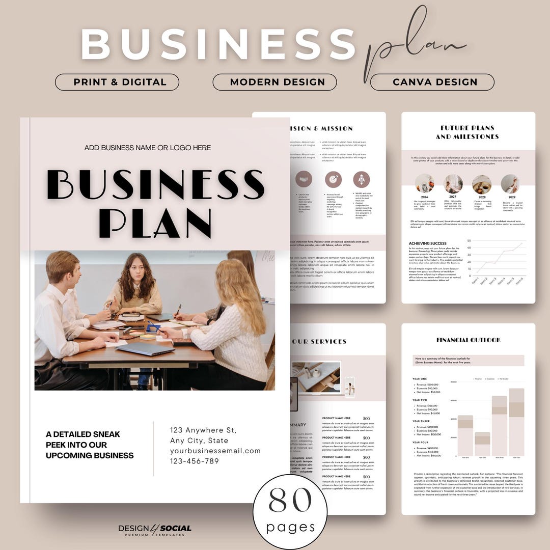 Startup Business Plan Template, Small Business Planner, Editable PDF