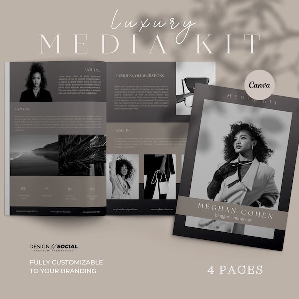 Modèle de kit média d'influenceur de 4 pages | Dossier de presse influenceur | Kit média Instagram| Modèle de feuille de taux d'influence