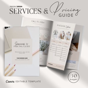 Services and Pricing Guide Template | New Client Welcome Packet | Price List | Client Proposal | Canva Template
