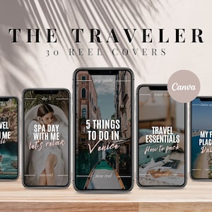 30 Instagram Reel Templates | Travel Reel Covers | Reel Cover Template Editable in Canva | Reel Template Cover