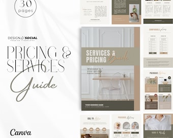 Services & Pricing Guide Template | New Client Welcome Packet | Price List | Client Proposal | Canva Template