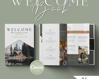 Wood Cabin Welcome Book | Welcome Guestbook | Airbnb House Manual | Canva Welcome Book
