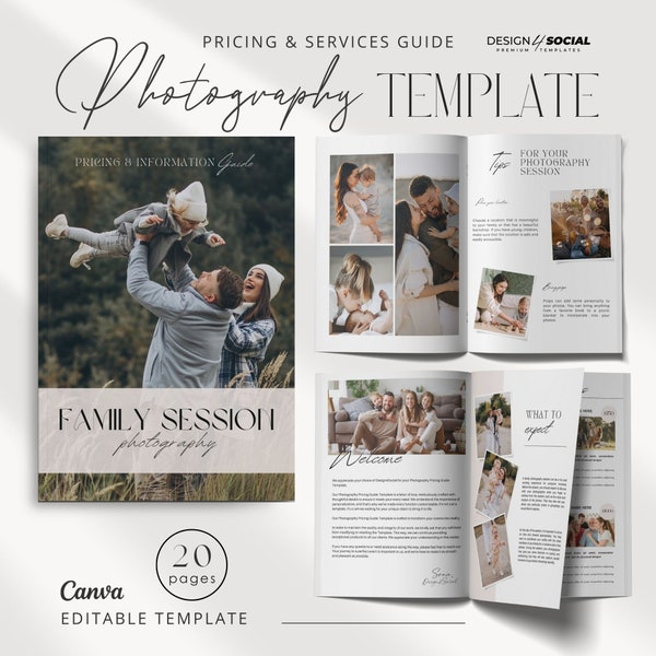 Photography Welcome Guide | Family Photography Style Guide | Photographer Pricing Template | Client guide for photographers