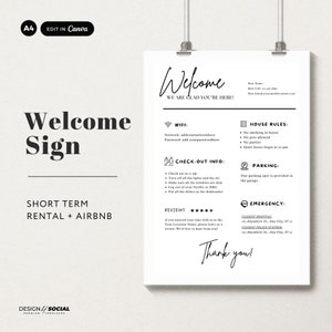 Airbnb Welcome Sign Template | Airbnb WIFI Sign Template | Airbnb House Rules | Rental Rules