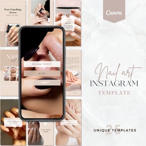 Nail Salon Instagram Story Templates | Manicure Pedicure Beauty | Nail Care Story Templates | Canva Template