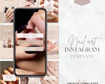 Plantillas de historias de Instagram de salón de uñas / Belleza de pedicura de manicura / Plantillas de historias de cuidado de uñas / Plantilla Canva