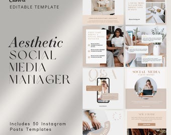 50 Instagram Post Templates | Marketing Templates | Instagram Engagement | Social Media Manager Posts | Canva Templates