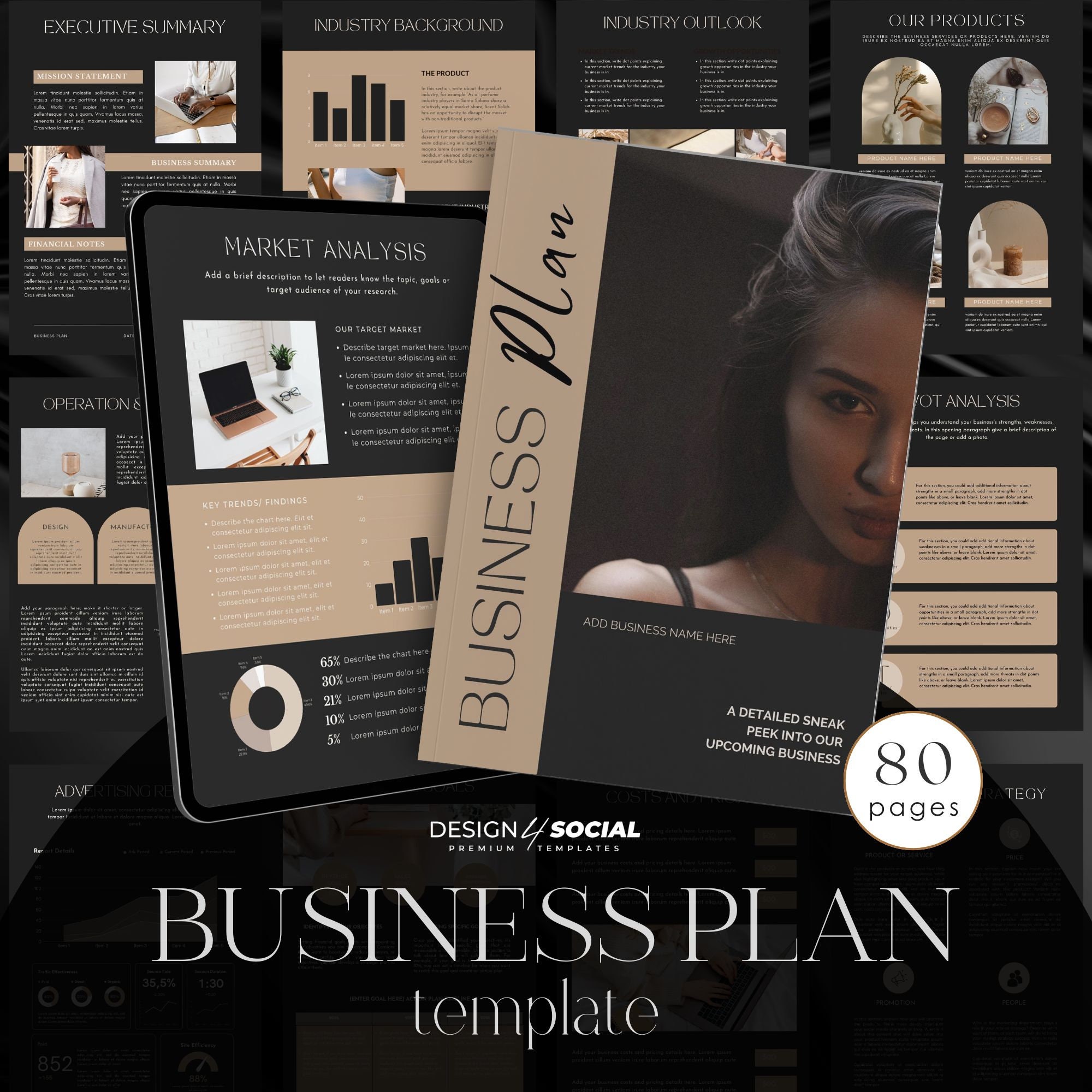 Business Plan Template Printable | Small Business Planner | Start Up Workbook | Canva Template