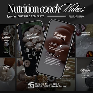 Vol 1 - Instagram-rullar för näringscoach | Instagram-rullar för hälsocoach | Näringsexpert | Canva-mall