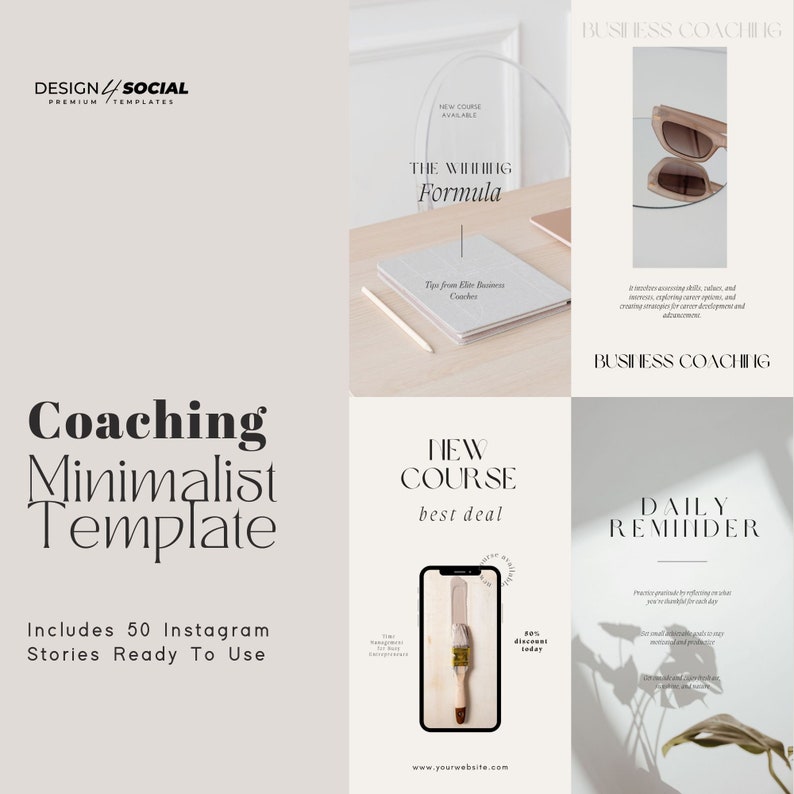 Coach Social Media Templates Instagram Story Templates for Business Canva Templates Minimalist Instagram Beige Templates image 1