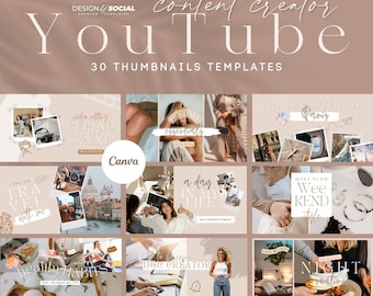 30 YouTube Channel Branding Kit | UGC Youtube Thumbnails | Editable Canva Templates
