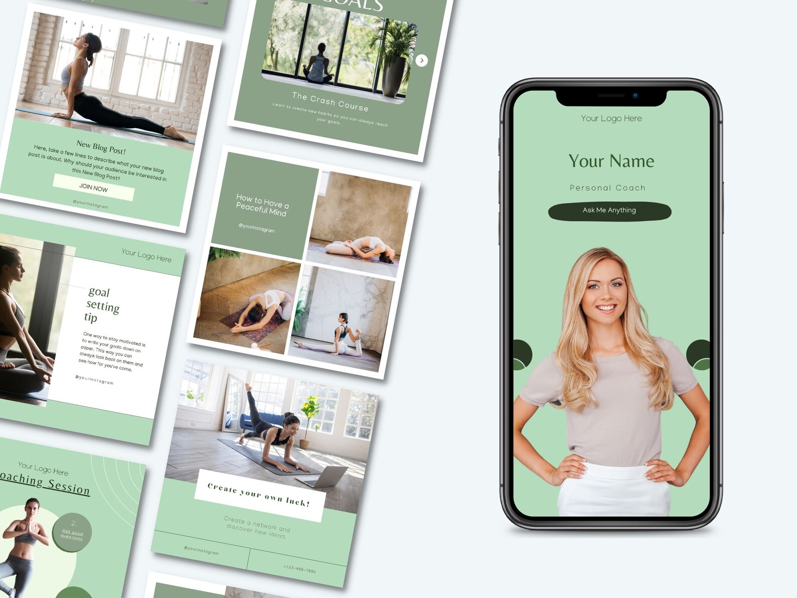 30 Yoga Instagram Templates for Canva | Social Media Templates ...