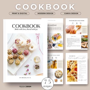 Modello di libro di ricette / Modello di libro di ricette modificabile / Modelli Canva / Libro di ricette di famiglia / E-book di ricette