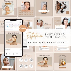 30 Esthetician Instagram Template | Canva template for Esthetician | Esthetician Posts | Esthetician Social Media