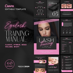 Lash Training Manual | Classic Hybrid Volume Training | Eyelash Training Guide | Lash Tech Template | Canva Template
