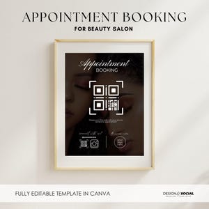 Bord schoonheidsafspraak, QR-codeafspraaksjabloon, Marketing voor kleine bedrijven, Canva-sjabloon, aanpasbare QR-code