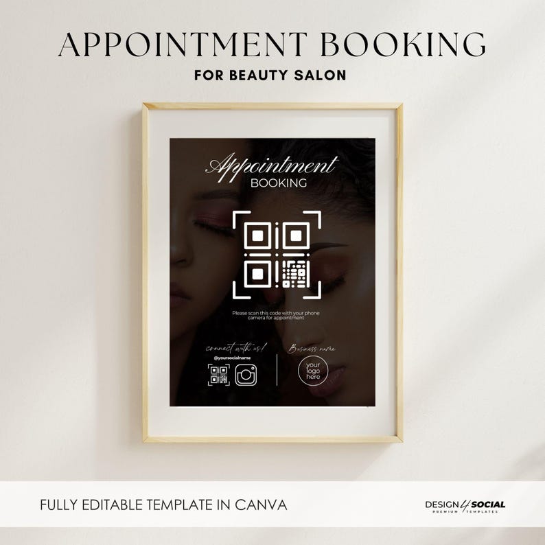 Beauty Appointment Sign, QR Code Appointment Template, Small Business ...