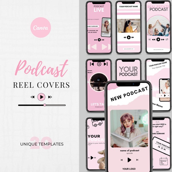 Instagram Reel Templates | Podcast Reel Covers | Reel Cover Template Editable in Canva | Reel Template Cover