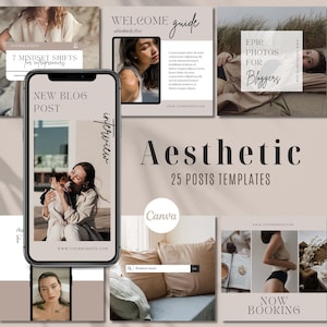 25 Aesthetic Instagram Post Templates | Social Media Templates | Canva Editable