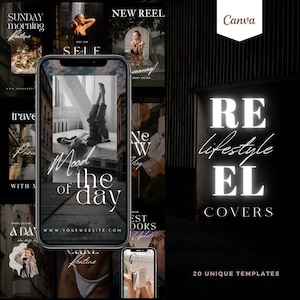 20 Instagram Reel Vorlagen | Influencer Rolle Abdeckungen | Reel Cover Vorlage Bearbeitbar in Canva | Reel Template Cover