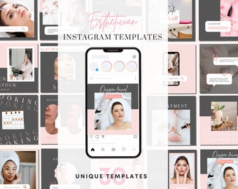 30 Esthetician Instagram Template | Canva template for Esthetician | Instagram Templates | Esthetician Social Media