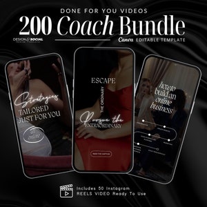 200 Faceless Reels | Instagram Video Reels | Coach Instagram Reels | Social Media Templates | Canva Template |