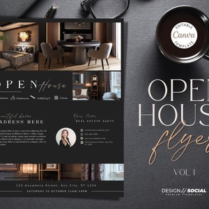 Professionelle Open House Flyer Vorlage | Canva Vorlage | Grundbesitz Vorlage | Nur Aufgelistet | Open House Einladung