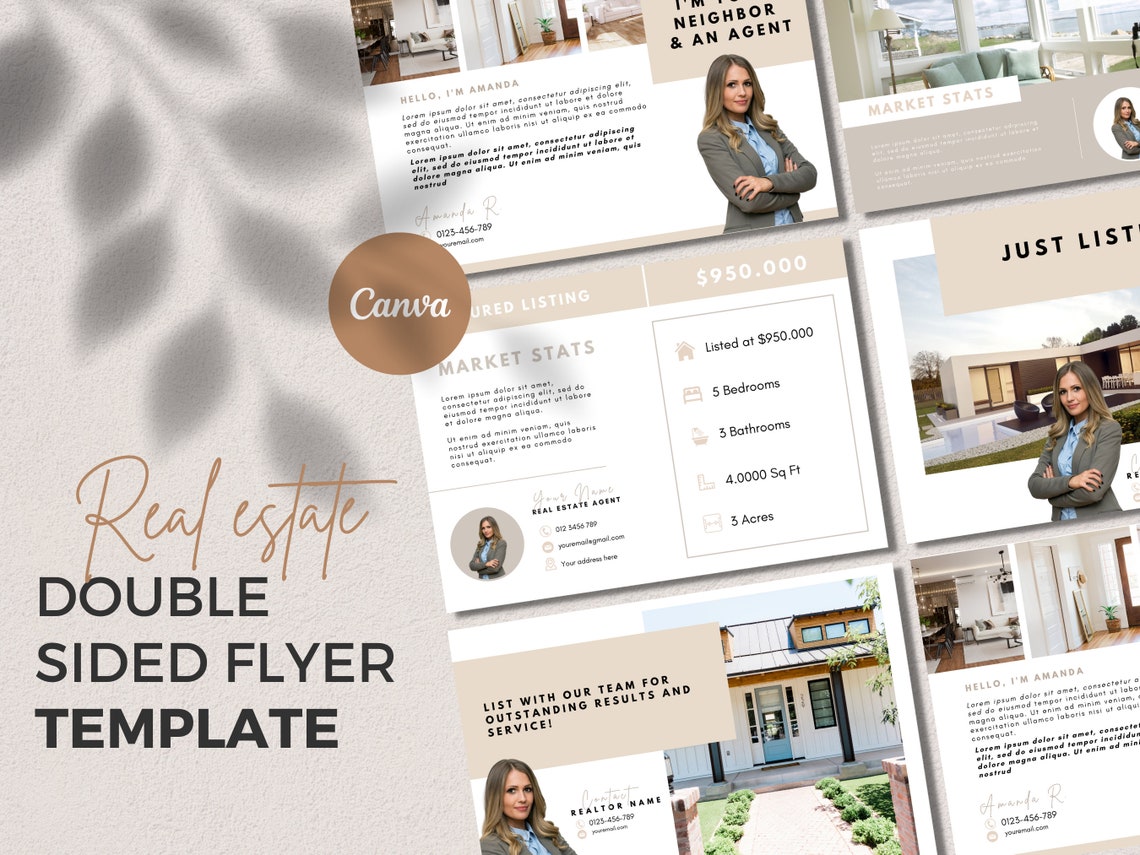Real Estate Flyer Template 2 Versions Double Sided Realtor - Etsy