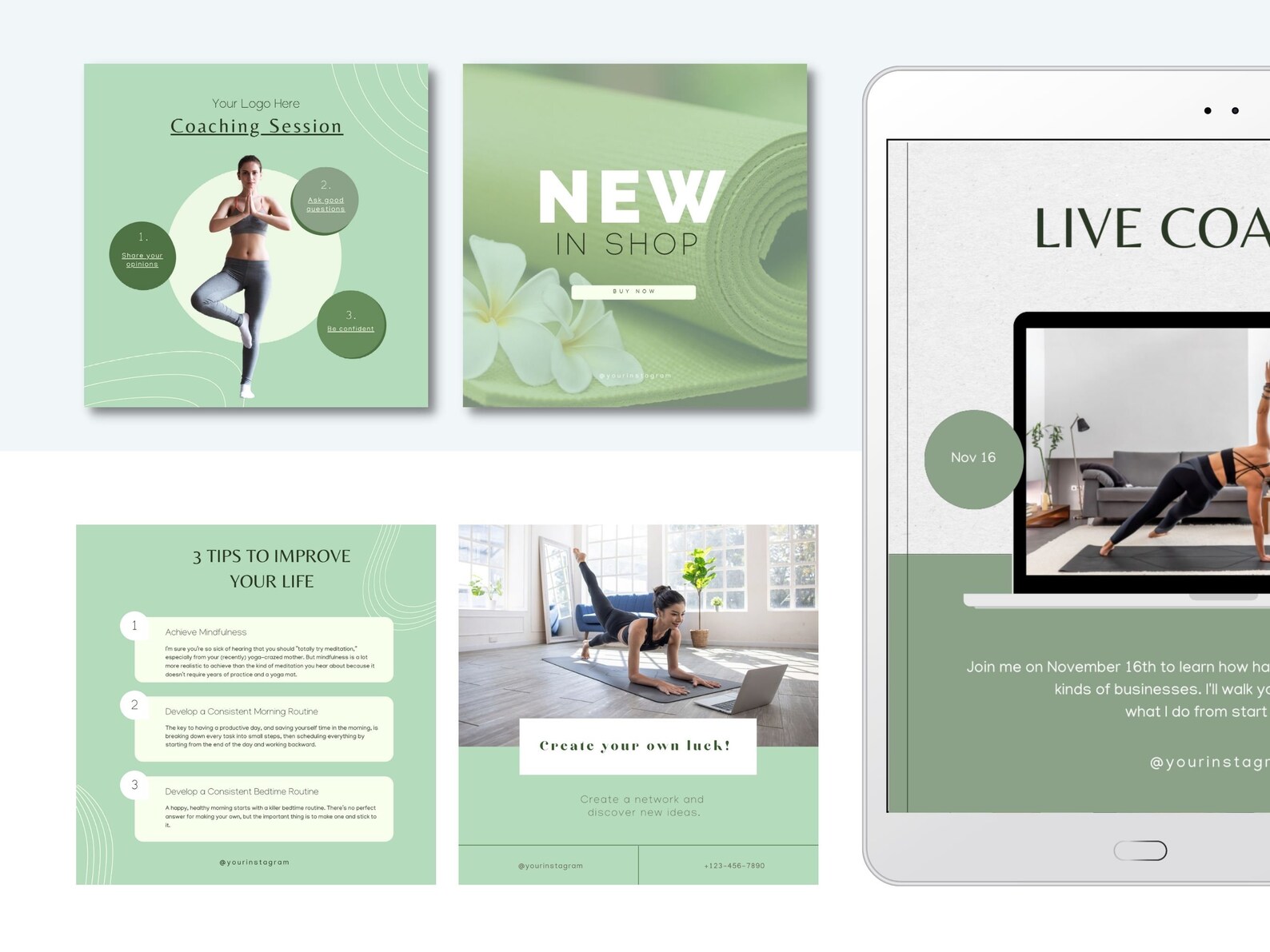 30 Yoga Instagram Templates for Canva | Social Media Templates ...
