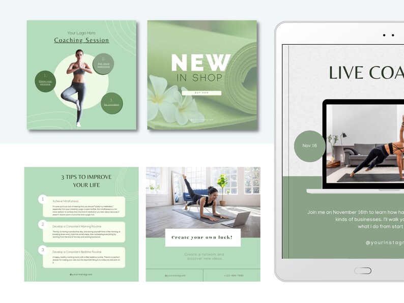 30 Yoga Instagram Templates for Canva | Social Media Templates ...