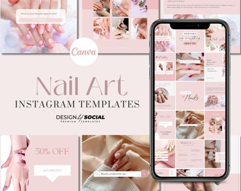 Nail Salon Instagram / Manicura Pedicura Belleza / Plantillas de publicaciones para el cuidado de uñas / Plantilla Canva