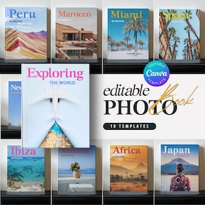 Travel Print Photo Book Template | Coffee Table Book | Travel Journal Printable | Canva Template