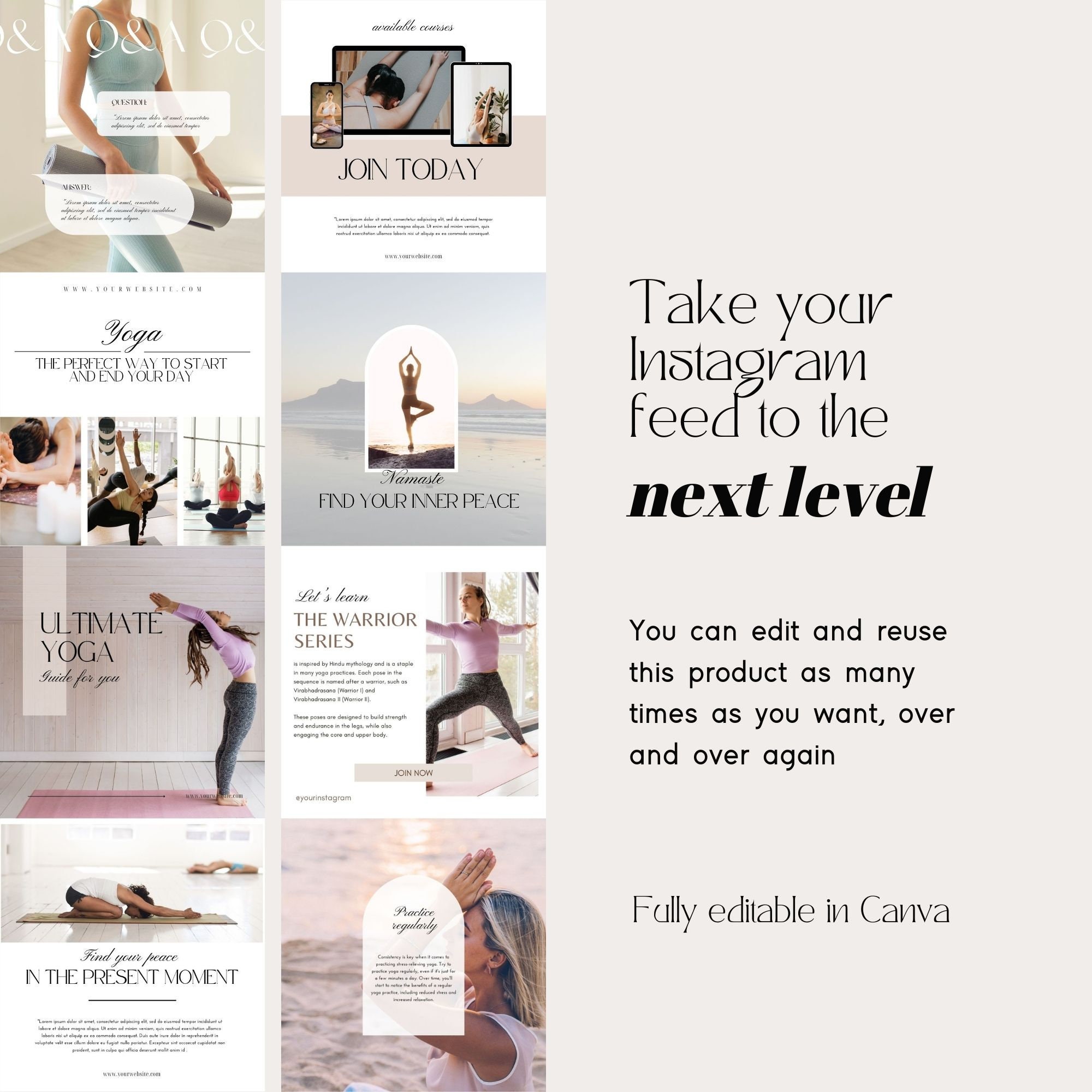 Instagram Yoga Posts Templates | Yoga Social Media Posts | Canva ...