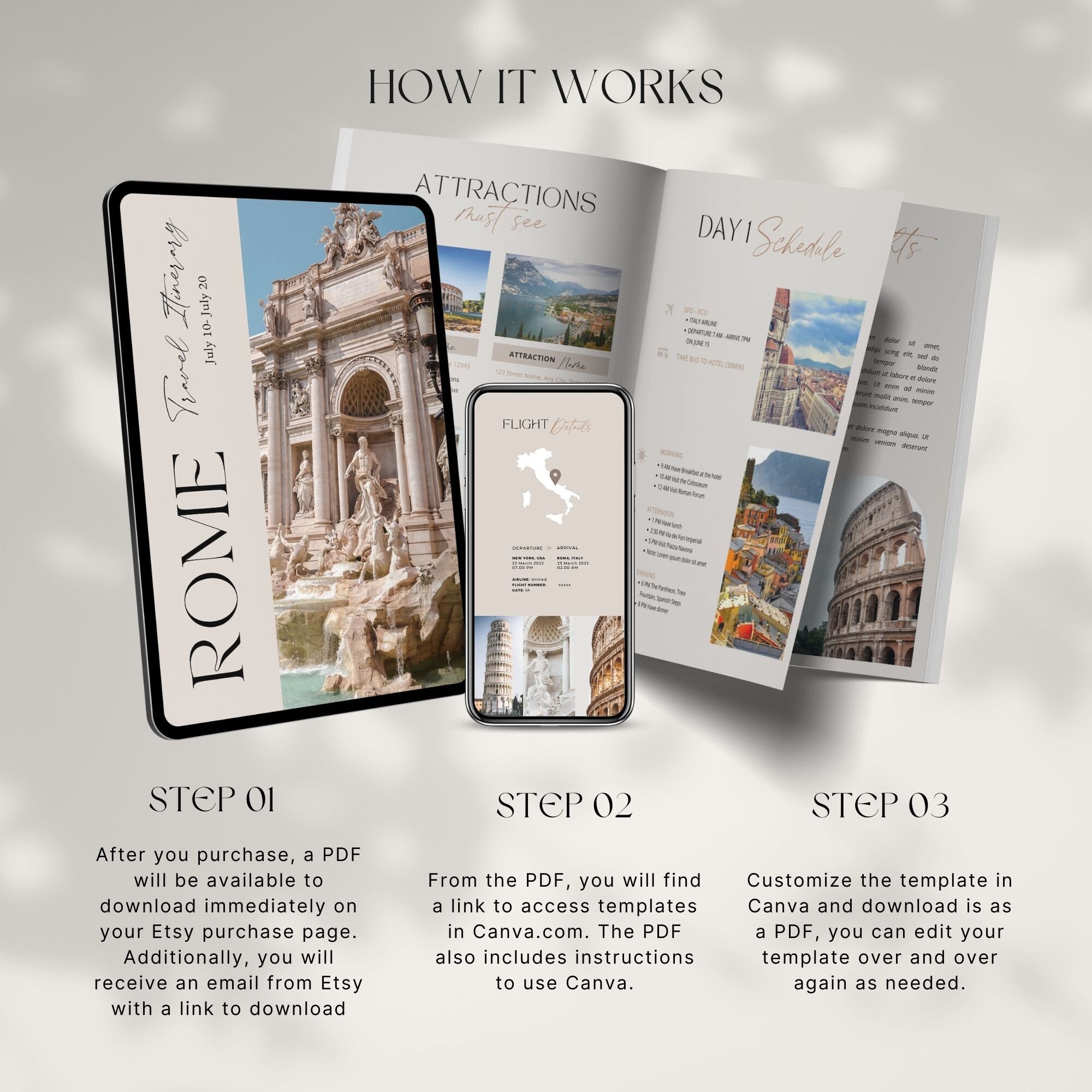 Editable Travel Itinerary Template | Printable Travel Guide | Travel ...